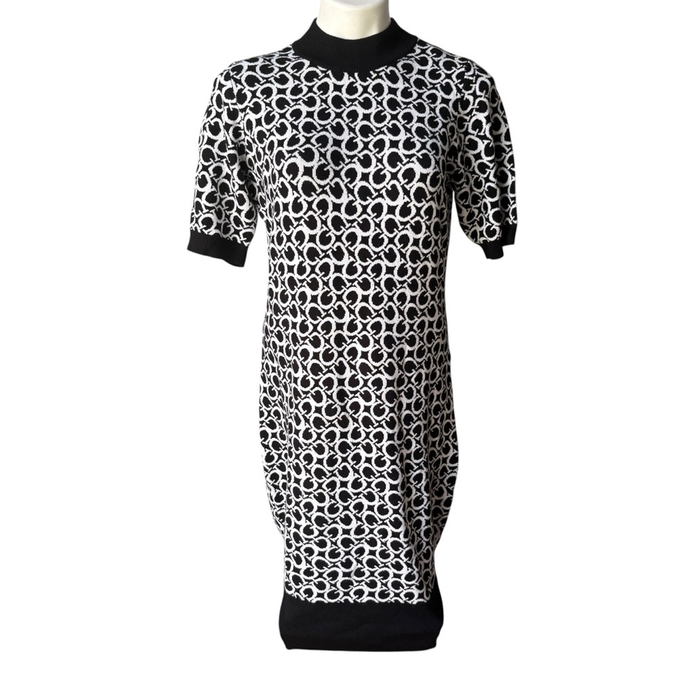 NWT, Guess Lamia 4G Logo Short Sleeve Mock Turtleneck Sweater Dress, Sz XL - Picture 1 of 13